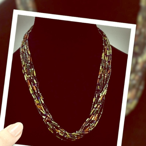 Boho Style Wooden Bead Multi Strand Necklace - Picture 1 of 4